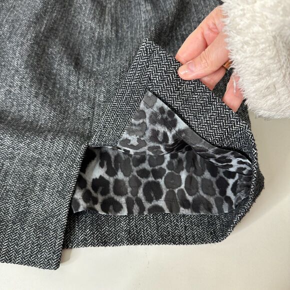 Express Black & White Houndstooth Back Zip and Slit Lined Pencil Skirt 00 - Picture 8 of 11